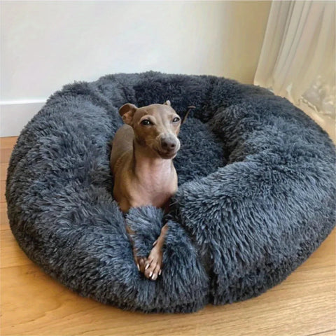Calming Donut Bed For Dog and Cat, Super Soft Plush Pet Beds, Cute Fluffy Round Pet Bed Non-Slip Washable - Outdoor Pros Shop