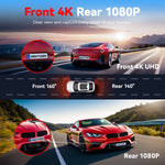 Dash Camera Front and Rear 4k Dash Cam  Drive Recorder for Wi Fi GPS Car Dvr for 24H Parking Mode Black Box for Car - Outdoor Pros Shop