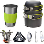 Camping Cookware Kit with Stove Outdoor Cooking Set  Outdoor Pot Travel Tableware Kitchen Hiking Picnic BBQ - Outdoor Pros Shop