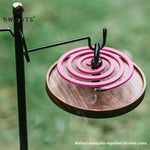 Mosquito Repellant coil, beautiful black walnut tray and metal stand.  