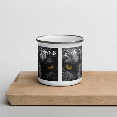 Wolf  Leave Only Footprints Enamel Mug - Outdoor Pros Shop